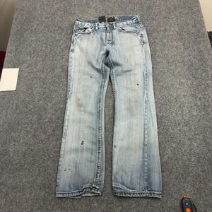 Helix Jeans Mens 32x32 Blue Denim Slim Boot Distressed Y2K Streetwear